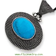Sterling Silver Filigree And Turquoise Pendant Necklace