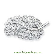 Sterling Silver Filigree Leaf Pin