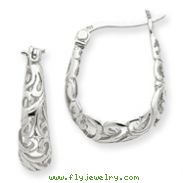 Sterling Silver Filigree Oval Hoop Earrings