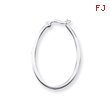 Sterling Silver Flat Square Tube Oval Hoop Earrings