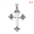 Sterling Silver Fleur de lis Cross Pendant