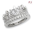 Sterling Silver Fleur-de-lis Crown CZ Ring