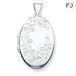 Sterling Silver Floral Oval Locket