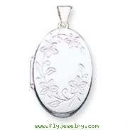 Sterling Silver Floral Oval Locket