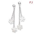 Sterling Silver Flowers Dangle Post Earrings