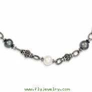 Sterling Silver Freshwater Cultured Black & White Pearl Necklace