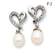 Sterling Silver Freshwater Cultured Pearl Cubic Zirconia Earrings