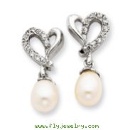 Sterling Silver Freshwater Cultured Pearl Cubic Zirconia Earrings