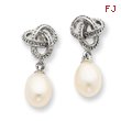 Sterling Silver Freshwater Cultured Pearl Cubic Zirconia Post Earrings