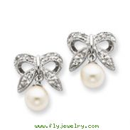 Sterling Silver Freshwater Cultured Pearl Cubic Zirconia Post Earrings