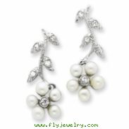 Sterling Silver Freshwater Cultured Pearl CZ Post Earrings