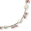 Sterling Silver Freshwater Cultured Pearl, Mother Of Pearl & Cherry Quartz Necklace