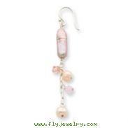 Sterling Silver Freshwater Cultured Pearls, Rose Quartz & Peach Crystal Earring