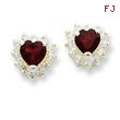 Sterling Silver Garnet & CZ Heart Earrings