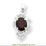 Sterling Silver Garnet & CZ Pendant