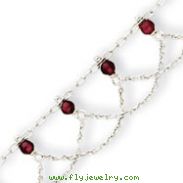 Sterling Silver Garnet Anklet