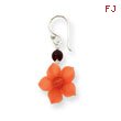 Sterling Silver Garnet Bead & Carnelian Dangle Flower Earrings