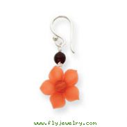 Sterling Silver Garnet Bead & Carnelian Dangle Flower Earrings