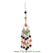 Sterling Silver Garnet Peridot & Carnelian Dangle Earrings