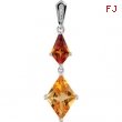 Sterling Silver Genuine Madeira Citrine And Diamond Pendant