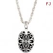 Sterling Silver Genuine Onyx And Diamond Pendant