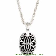 Sterling Silver Genuine Onyx And Diamond Pendant