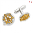 Sterling Silver Gold-tone Sailor Wheel Cuff Links