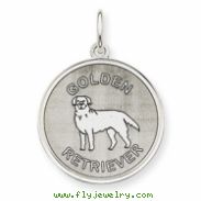 Sterling Silver Golden Retriever Disc Charm