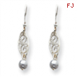 Sterling Silver Gray Cultured Pearl Filigree Dangle Earrings