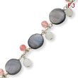 Sterling Silver Gray Mother Of Pearl, White Jade, Cherry Quartz Bracelet