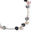 Sterling Silver Gray Mother Of Pearl, White Jade, Cherry Quartz Necklace