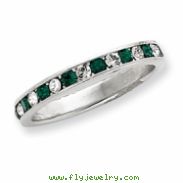 Sterling Silver Green & White CZ Eternity Band ring