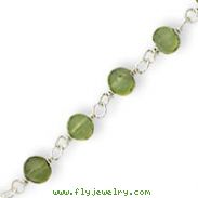 Sterling Silver Green Beads With Heart Anklet