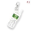 Sterling Silver Green CZ Cellphone Charm