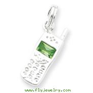 Sterling Silver Green CZ Cellphone Charm