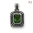 Sterling Silver Green CZ Square Pendant