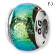 Sterling Silver Green Dichroic Glass Bead