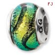 Sterling Silver Green Dichroic Glass Bead