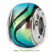 Sterling Silver Green Dichroic Glass Bead