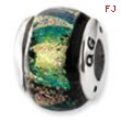 Sterling Silver Green Dichroic Glass Bead