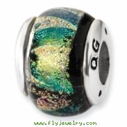 Sterling Silver Green Dichroic Glass Bead