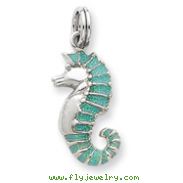 Sterling Silver Green Enamel Seahorse Charm