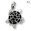 Sterling Silver Green Enamel Turtle Charm