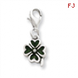 Sterling Silver Green Enameled Four Leaf Clover Charm