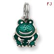 Sterling Silver Green Enameled Frog Charm