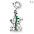 Sterling Silver Green Enameled Frog Charm