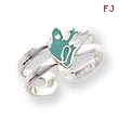 Sterling Silver Green Enameled Frog Toe Ring