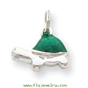 Sterling Silver Green Enameled Turtle