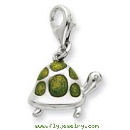 Sterling Silver Green Enameled Turtle Charm