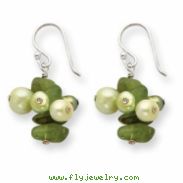 Sterling Silver Green Freshwater Cultured Pearl/Peridot Earrings